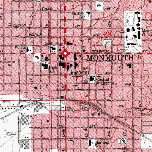 Topographic Map of First Presbyterian Church (historical), IL