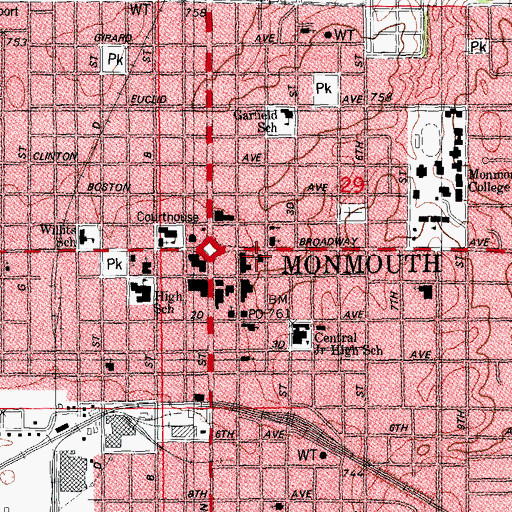 Topographic Map of First United Methodist Church, IL