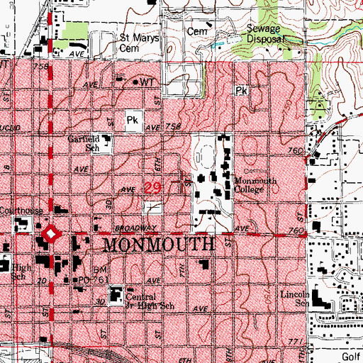 Topographic Map of Fulton Hall, IL