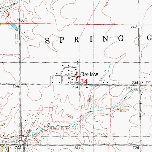 Topographic Map of Gerlaw Post Office, IL