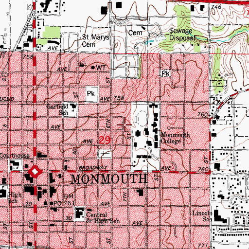 Topographic Map of Graham Hall, IL