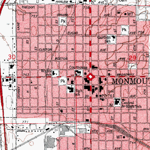 Topographic Map of Immaculate Conception Roman Catholic Church, IL