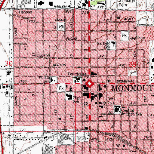 Topographic Map of Immaculate Conception School, IL