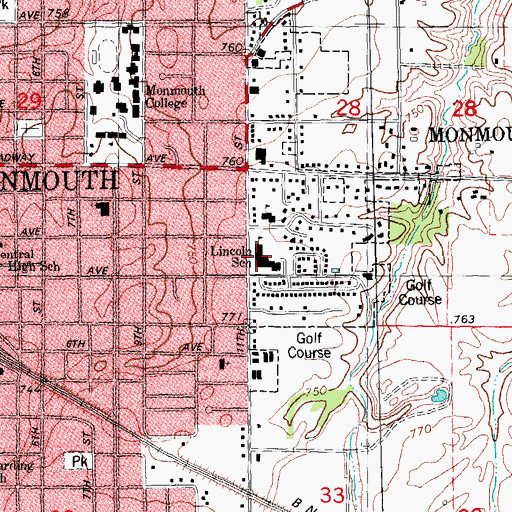 Topographic Map of Lincoln Elementary School, IL