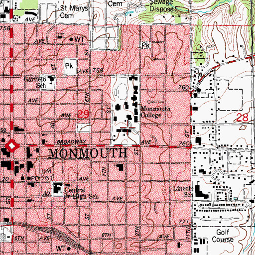 Topographic Map of McMichael Science Hall, IL