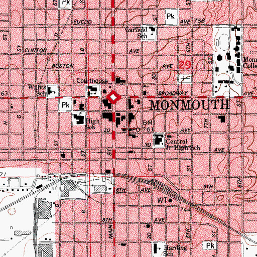 Topographic Map of Monmouth Post Office, IL