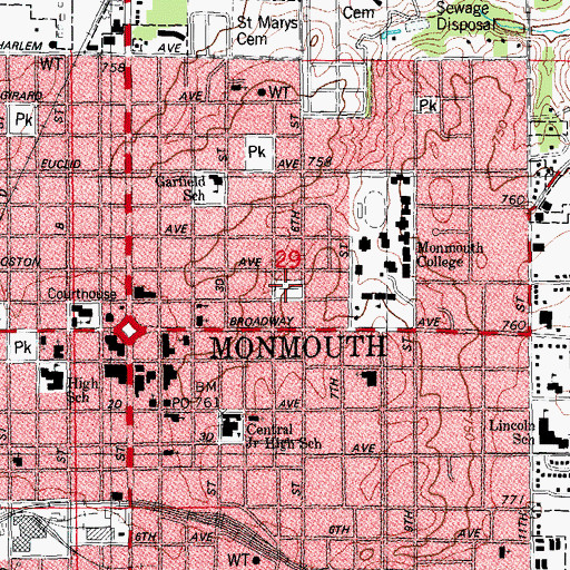 Topographic Map of Pioneer Cemetery, IL