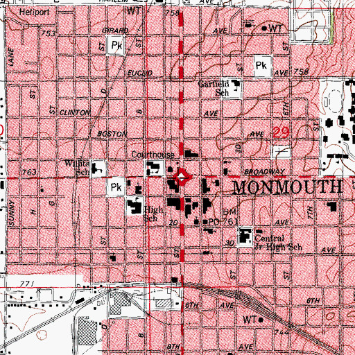 Topographic Map of Public Square, IL