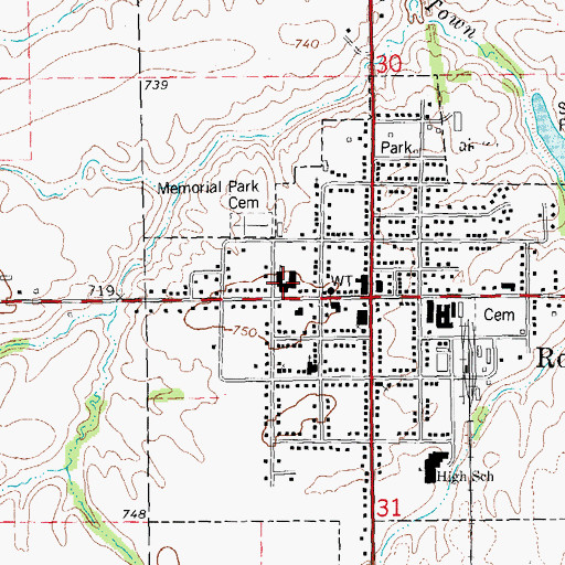 Topographic Map of Roseville Elementary School, IL