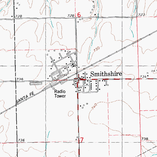 Topographic Map of Smithshire Post Office, IL