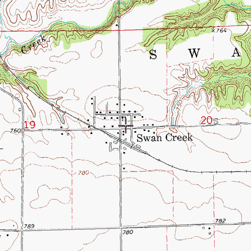 Topographic Map of Swan Creek Post Office (historical), IL