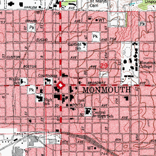 Topographic Map of Trinity Episcopal Church, IL