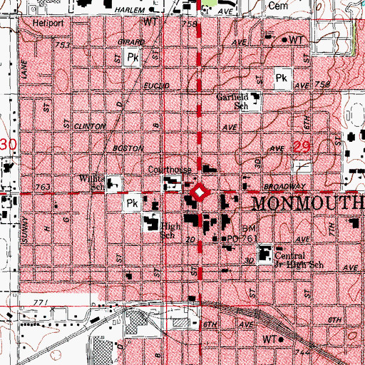 Topographic Map of Warren County Courthouse, IL