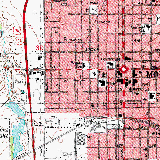 Topographic Map of West Side United Presbyterian Church (historical), IL