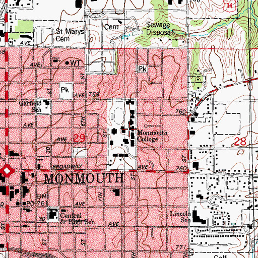 Topographic Map of Winbigler Hall, IL