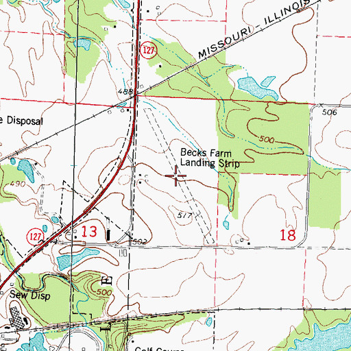 Topographic Map of Becks Farm Landing Strip (historical), IL