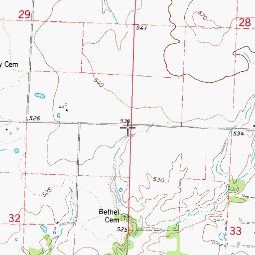Topographic Map of Bethel School (historical), IL