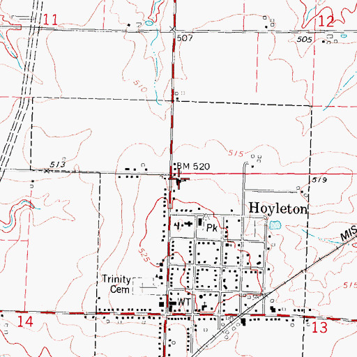 Topographic Map of Hoyleton Consolidated Elementary School, IL