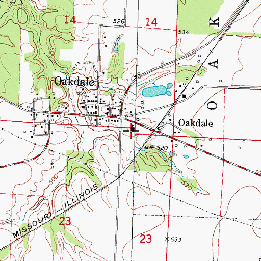 Topographic Map of Oakdale Community Consolidated Elementary School, IL