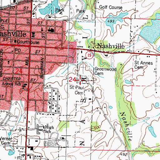Topographic Map of Saint Paul Cemetery, IL