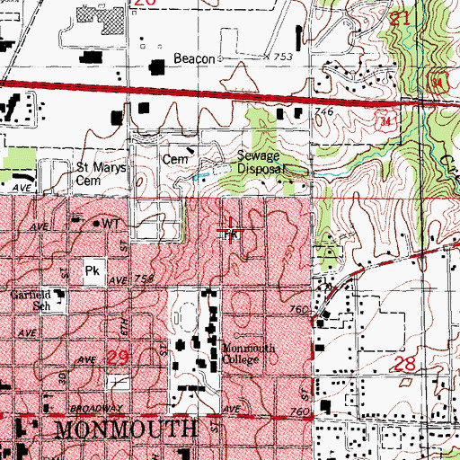 Topographic Map of Garwood Park, IL
