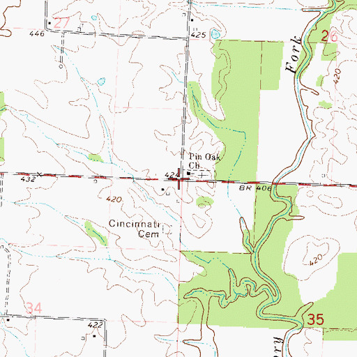 Topographic Map of Cincinnati, IL