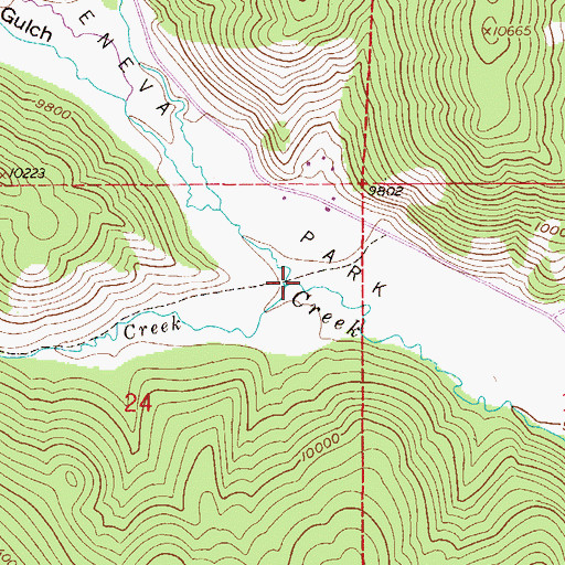 Topographic Map of Burning Bear Creek, CO