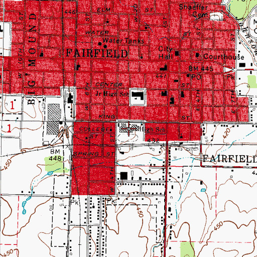 Topographic Map of Fairfield Community High School, IL