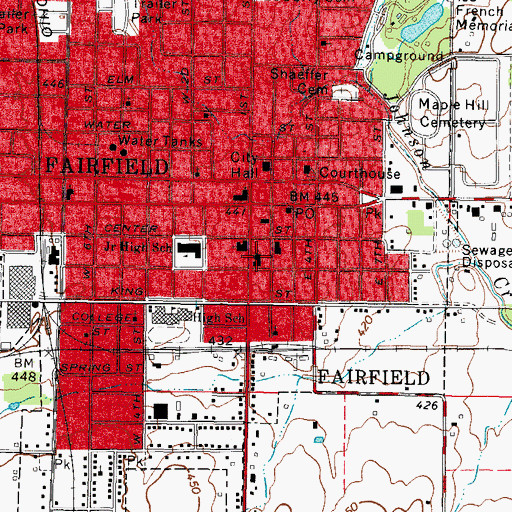 Topographic Map of First Baptist Church, IL
