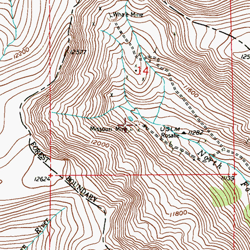 Topographic Map of Missouri Mine, CO