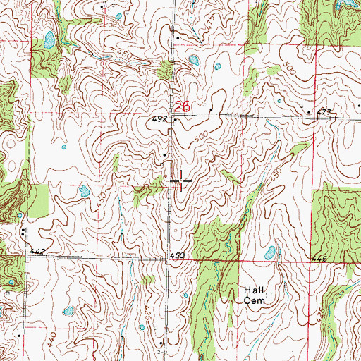 Topographic Map of Hall School (historical), IL