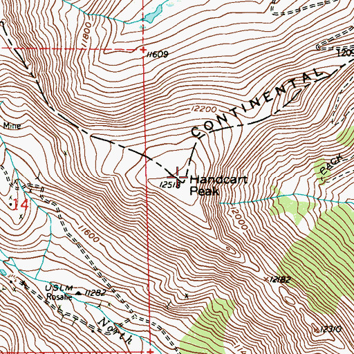Topographic Map of Handcart Peak, CO