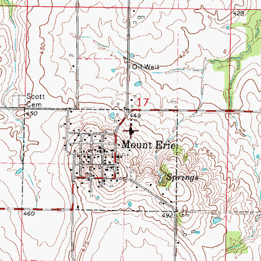 Topographic Map of Mount Erie Elementary School, IL