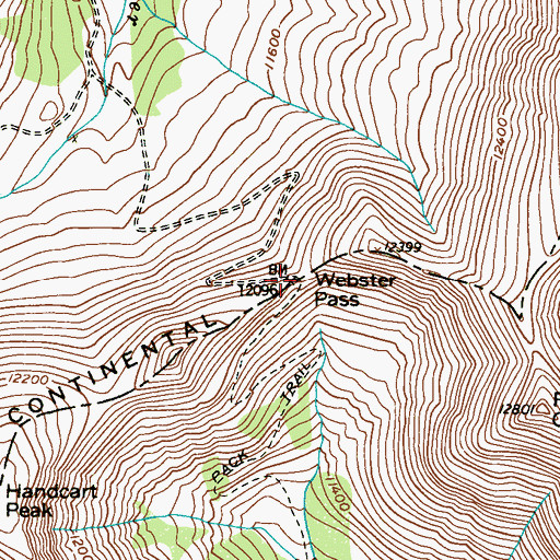 Topographic Map of Webster Pass, CO