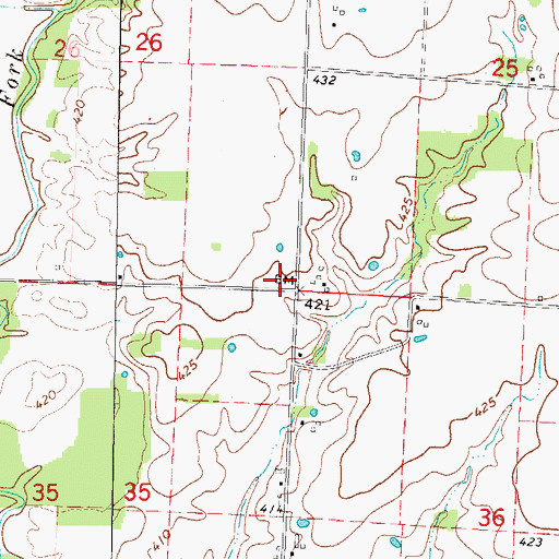 Topographic Map of New Harmony School (historical), IL