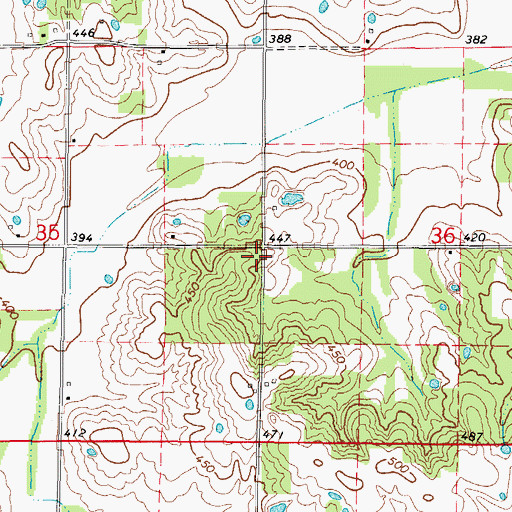 Topographic Map of Pleasant Ridge School (historical), IL