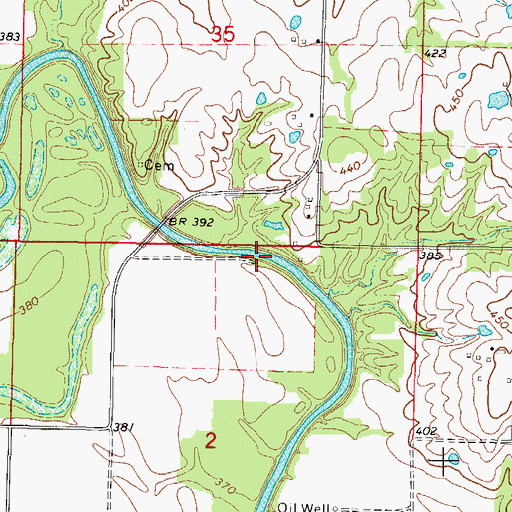 Topographic Map of Saxe Bridge (historical), IL