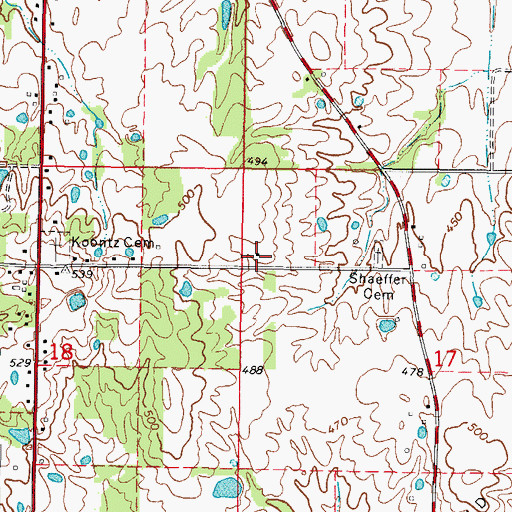 Topographic Map of Shaeffer School (historical), IL