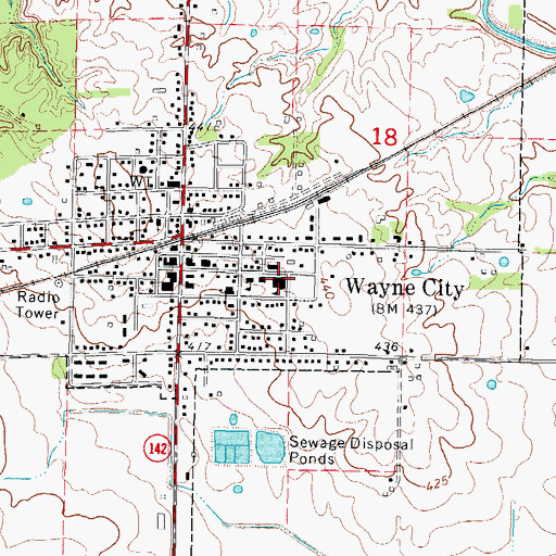 Topographic Map of Wayne City Elementary School, IL