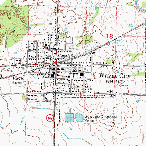 Topographic Map of Wayne City High School, IL