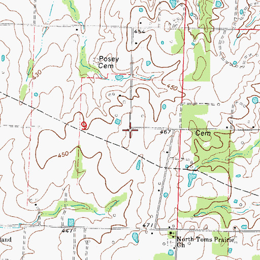 Topographic Map of Woodland School (historical), IL