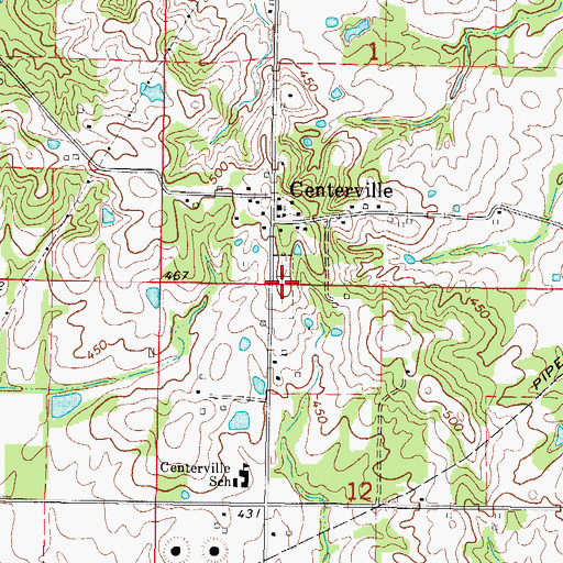 Topographic Map of Centerville Cemetery, IL