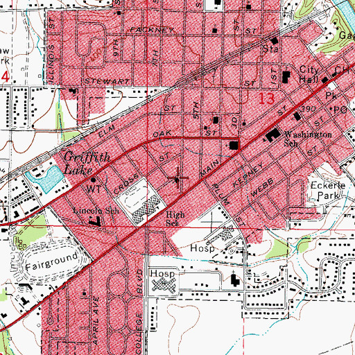 Topographic Map of Church of the Nazarene, IL