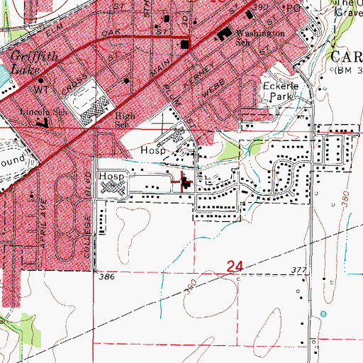 Topographic Map of First Christian Church, IL