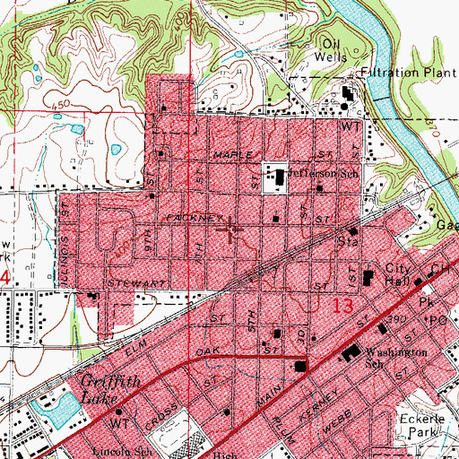 Topographic Map of First Pentecostal Church, IL