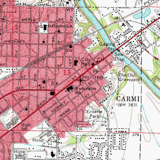 Topographic Map of First Presbyterian Church, IL