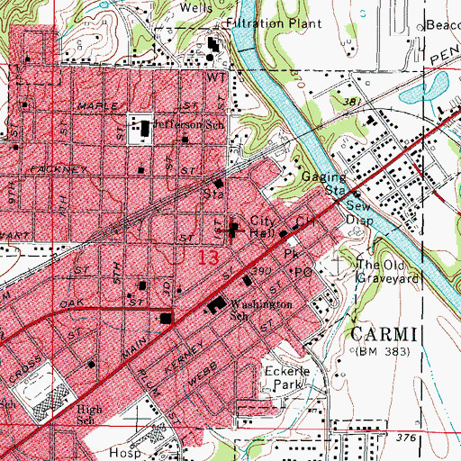 Topographic Map of First United Methodist Church, IL