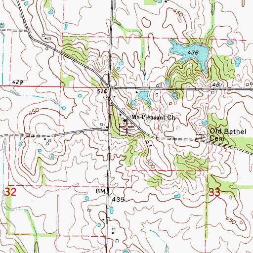 Topographic Map of Mount Pleasant Cemetery, IL