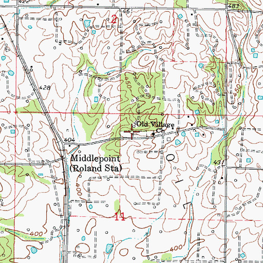Topographic Map of Old Village Cemetery, IL