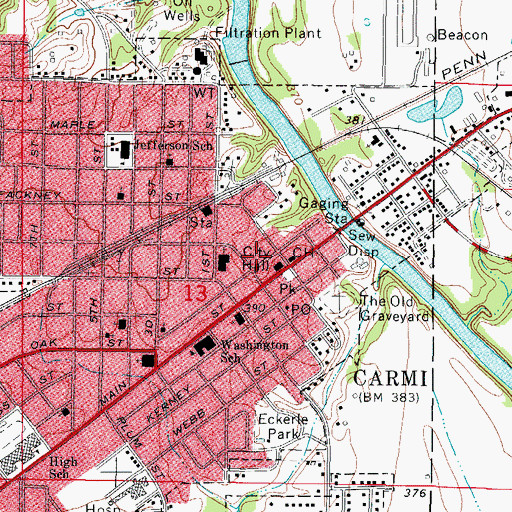 Topographic Map of Southeastern Illinois College, IL